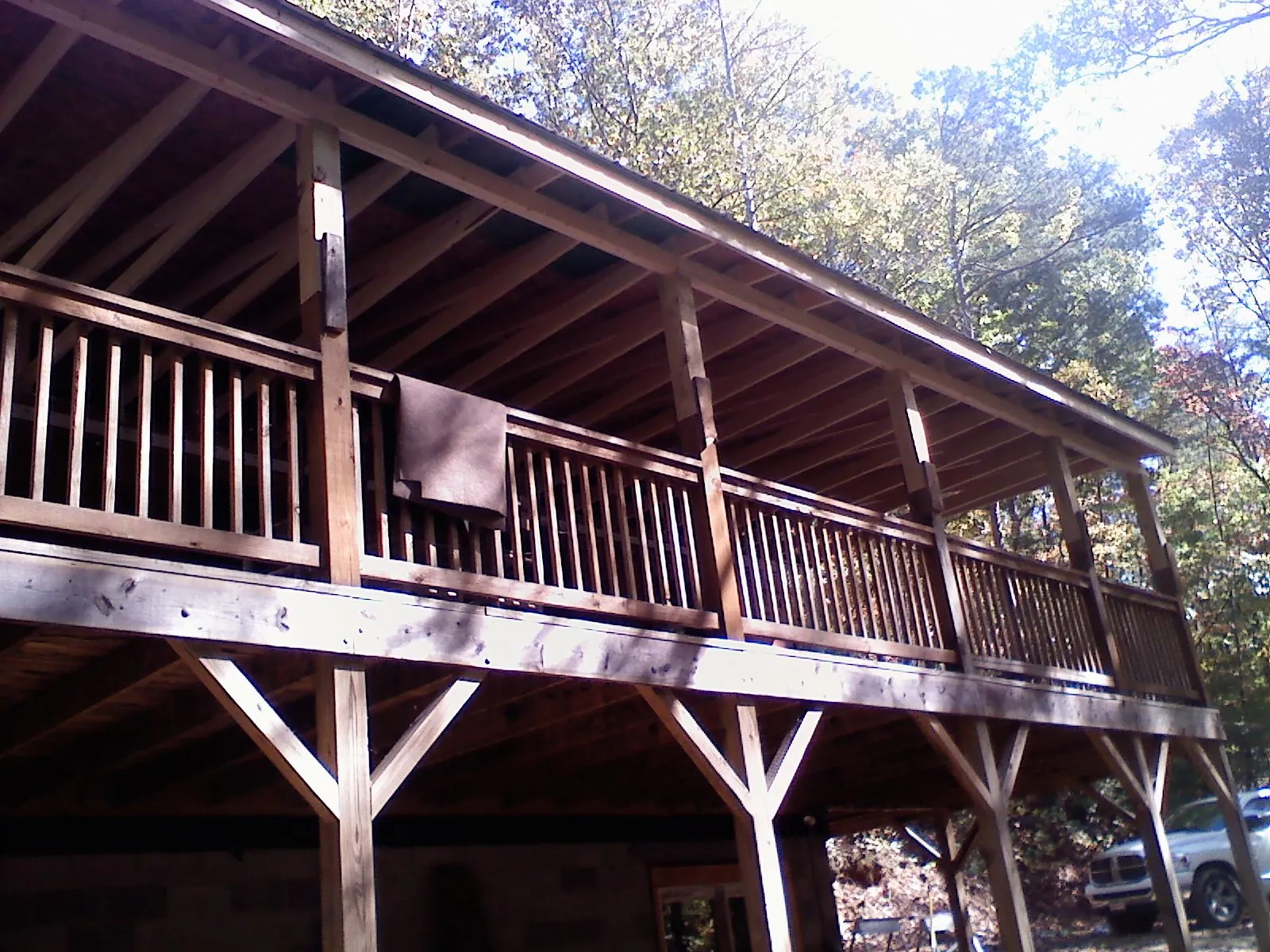 Timber framing under a new elevated porch and deck — Roof Leak Repair in Boonville by Roofing Brothers